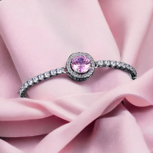 Celeste Round Crystal Tennis Bracelet – Silver Plated (Anti-Tarnish)