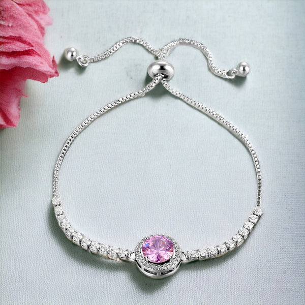 Celeste Round Crystal Tennis Bracelet – Silver Plated (Anti-Tarnish)