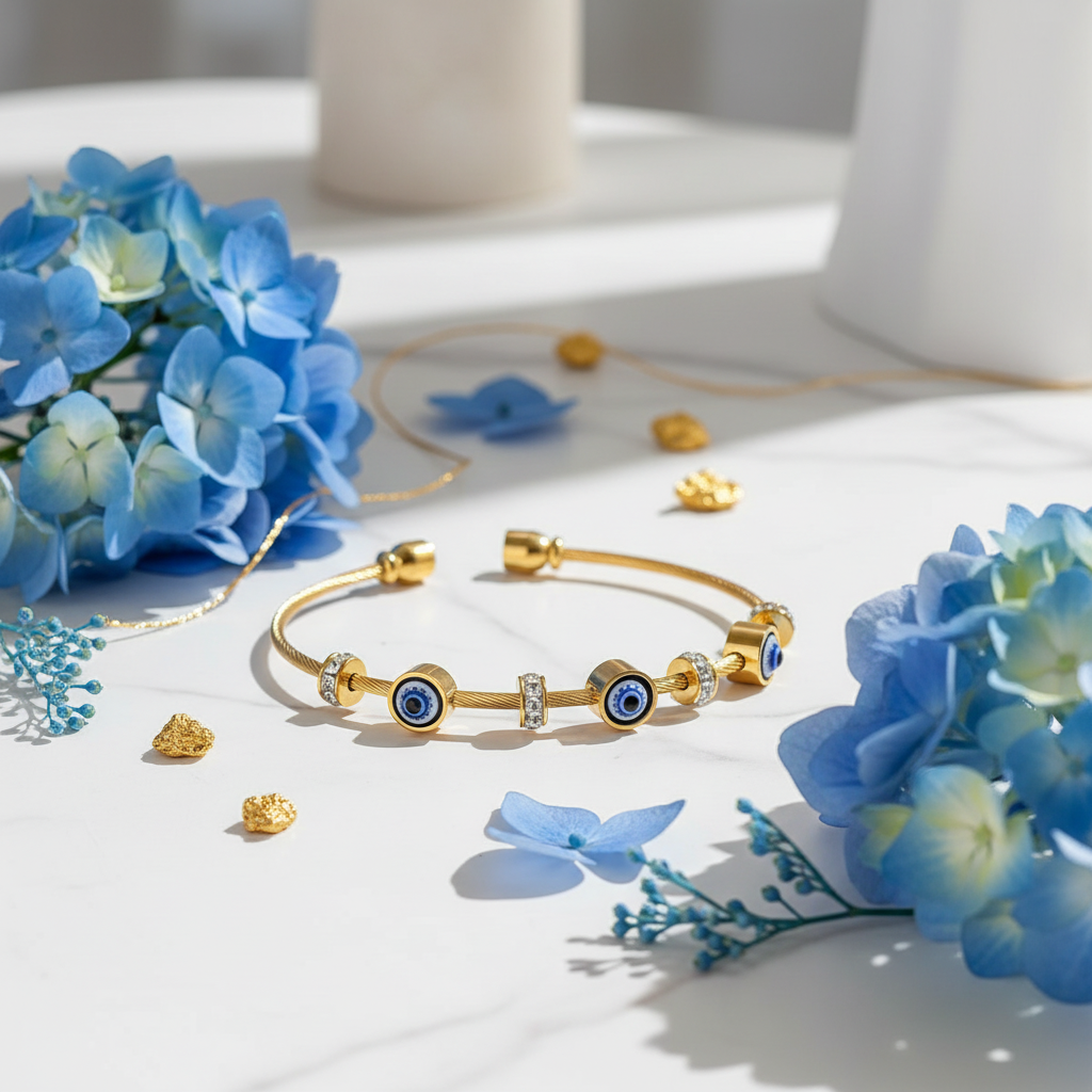 Blue hydrangea flatlay