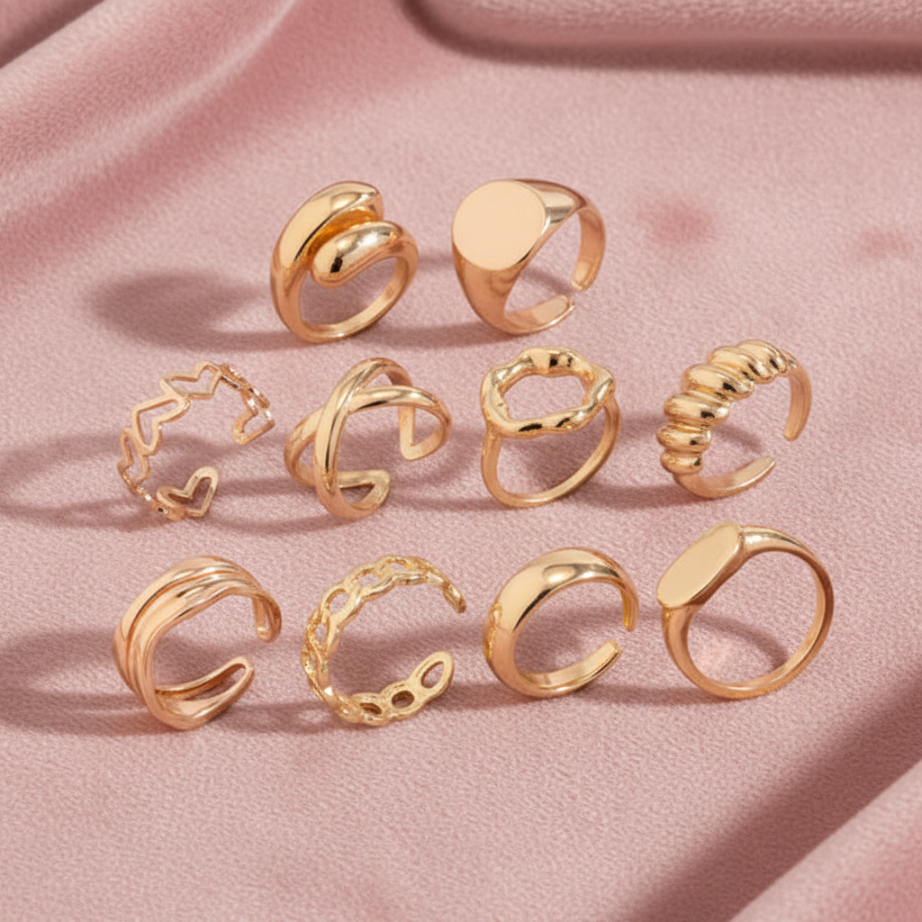 Complete set on pink velvet
