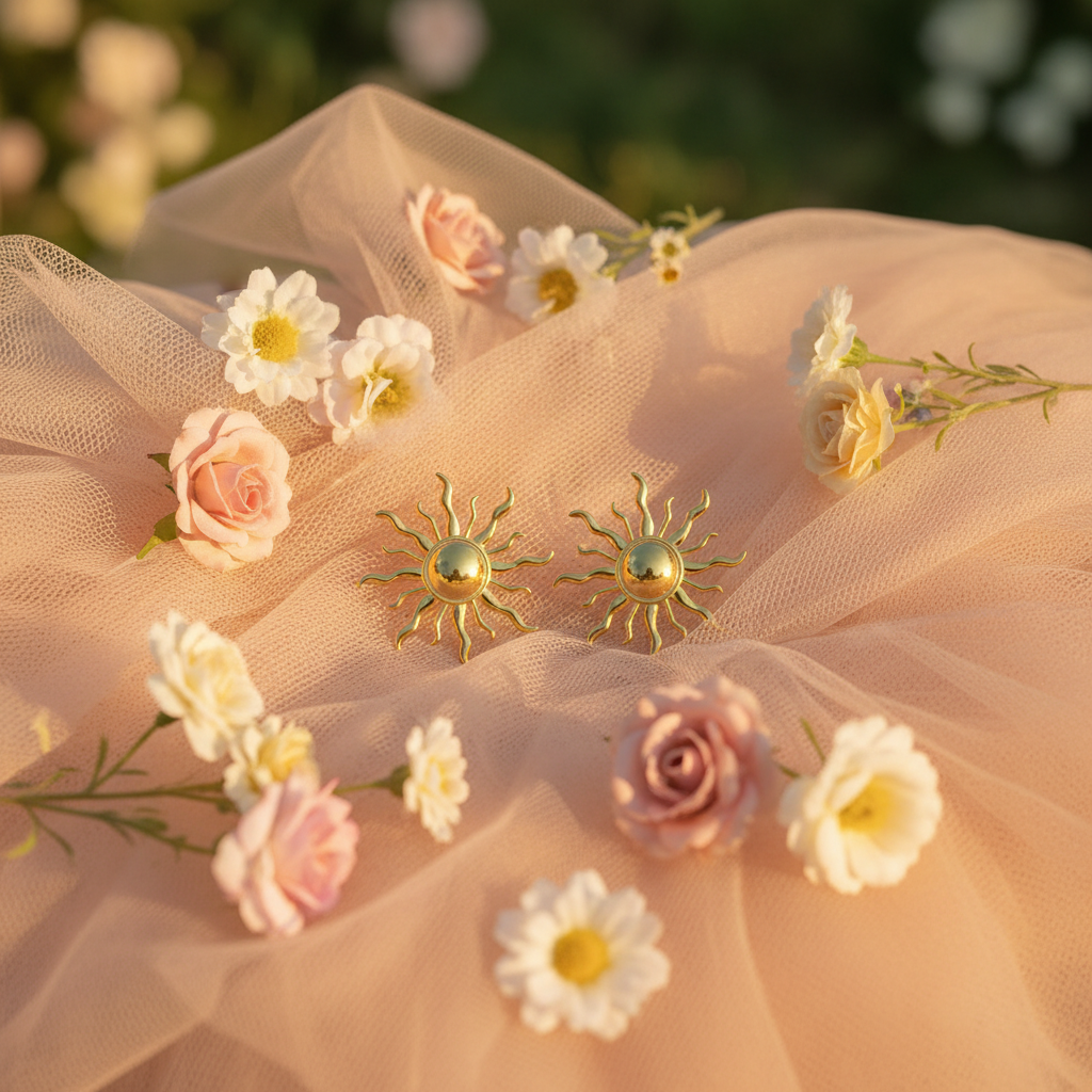 Peach tulle with flowers