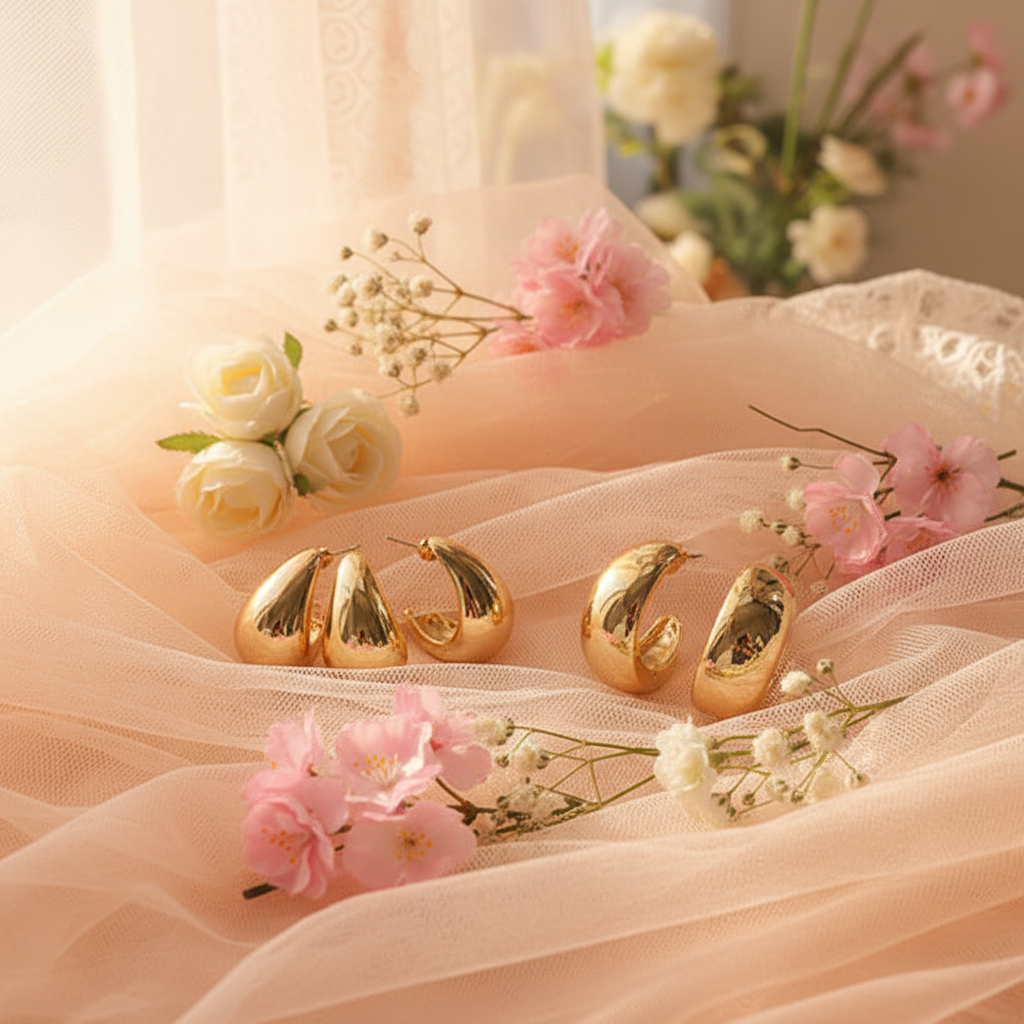 Peach tulle with flowers