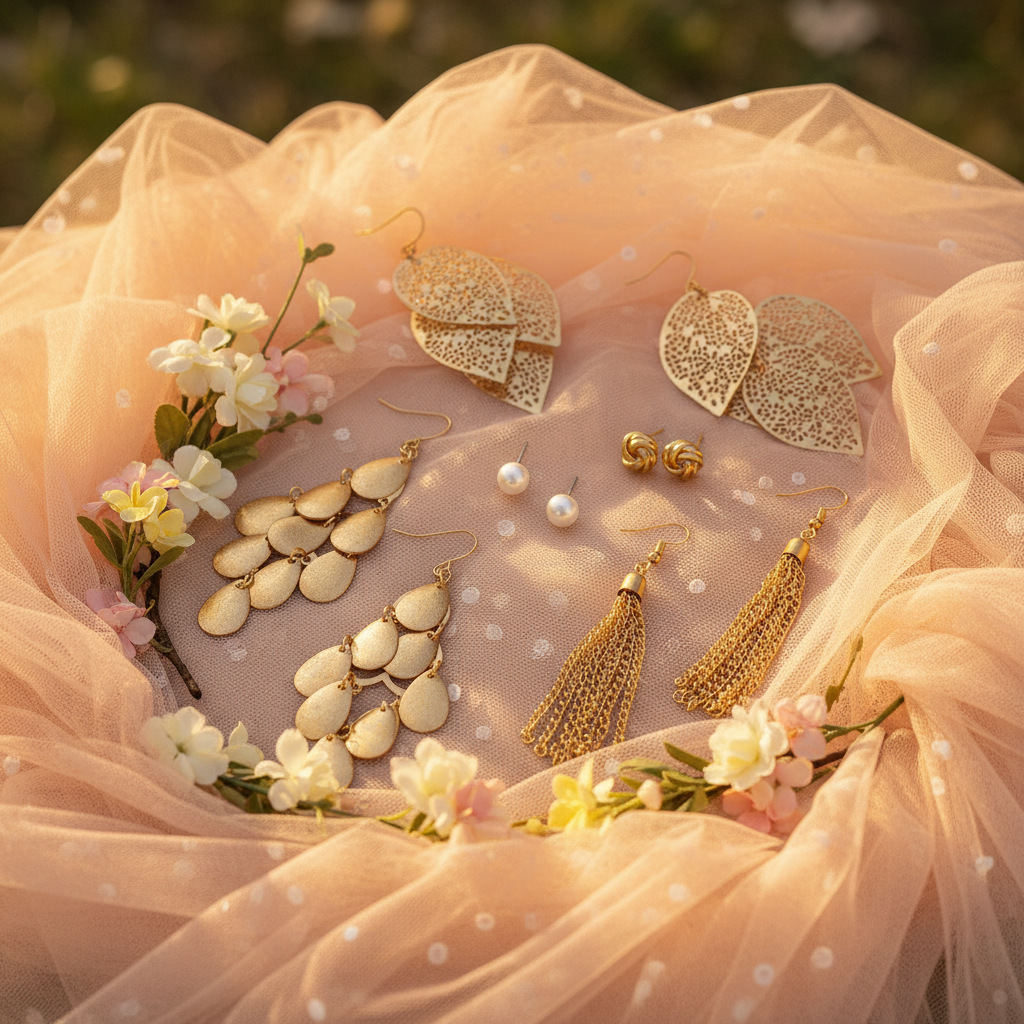 Peach tulle with flowers