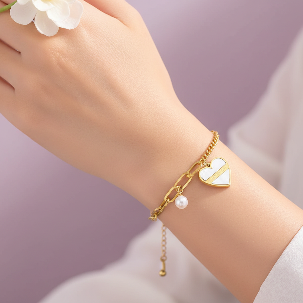 Pearl Heart Bracelet – Wrist Flower