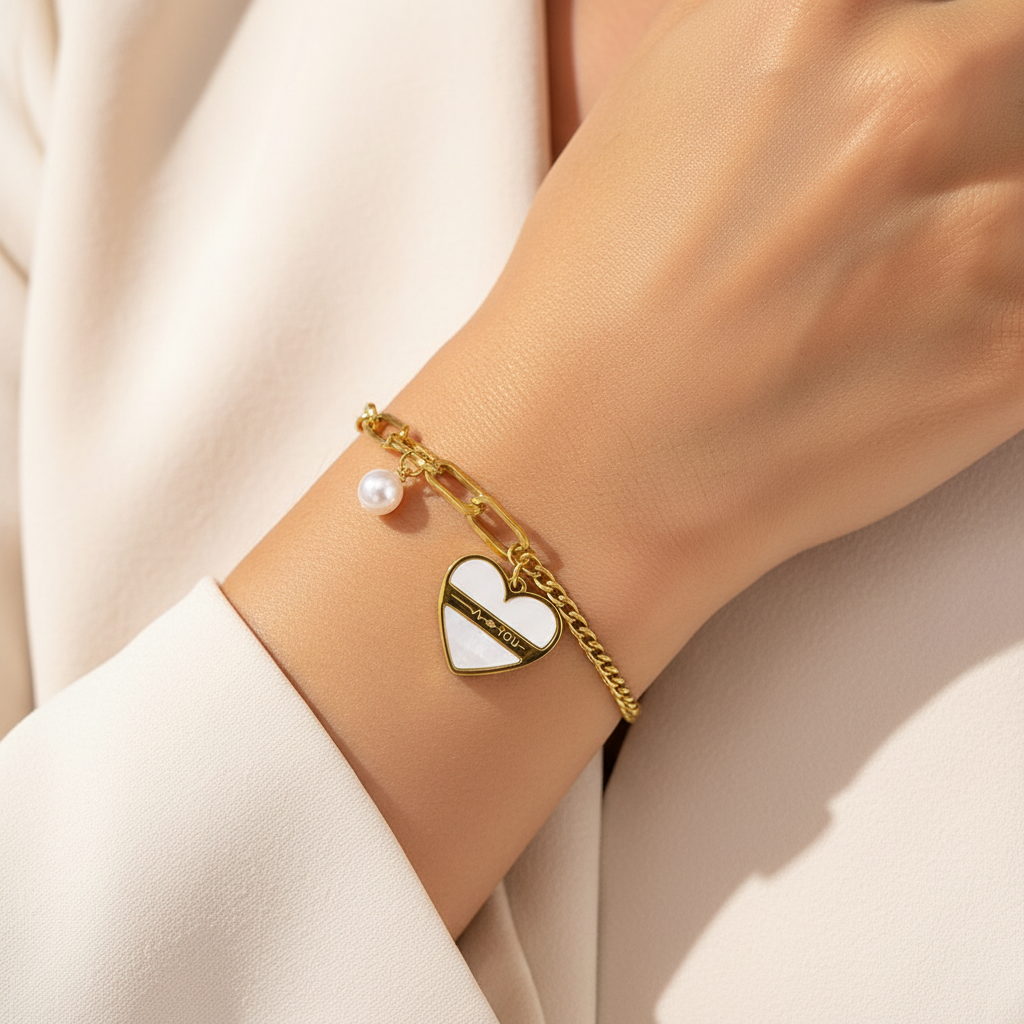 Pearl Heart Bracelet – Wrist Shot