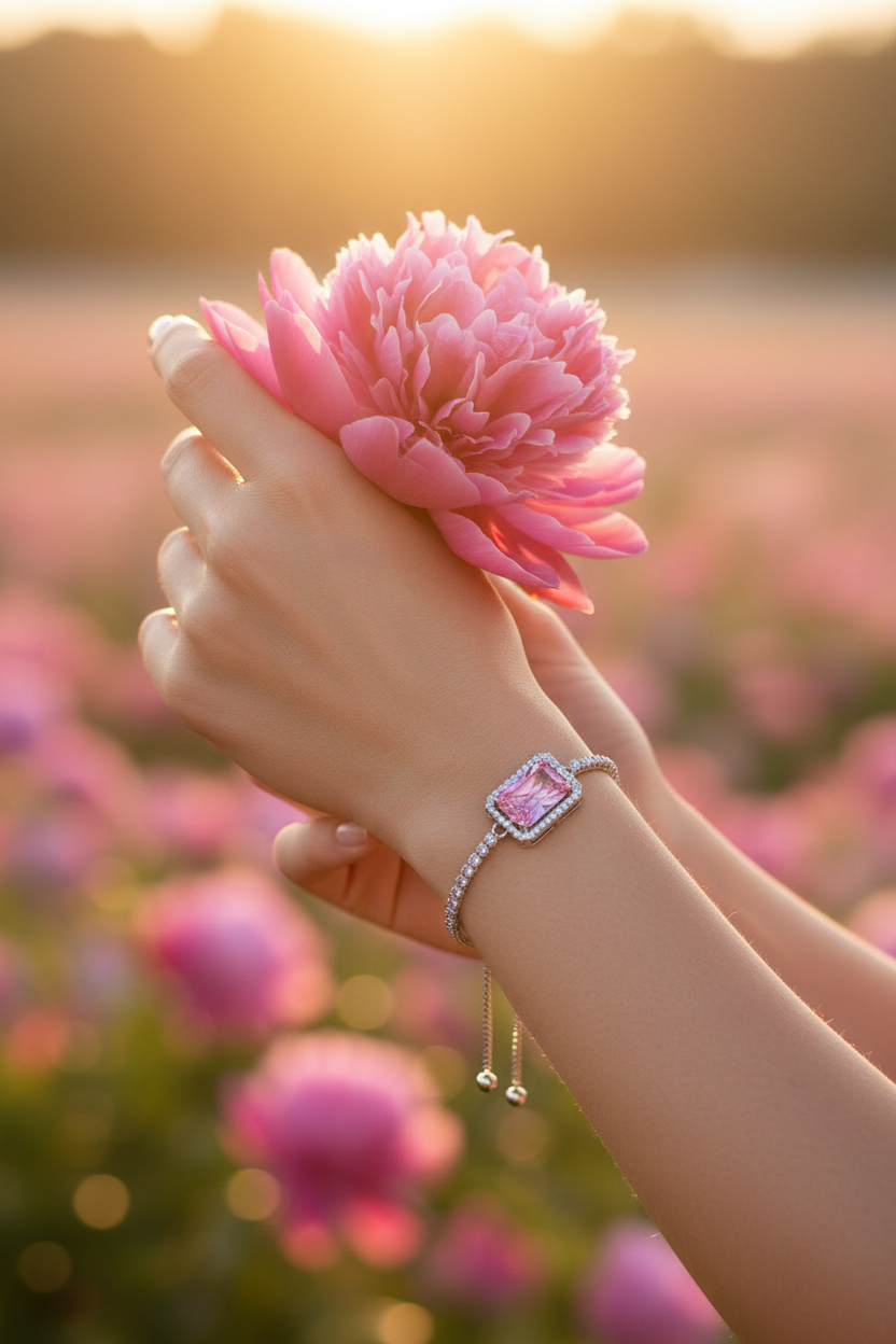 Romantic shot with pink flower