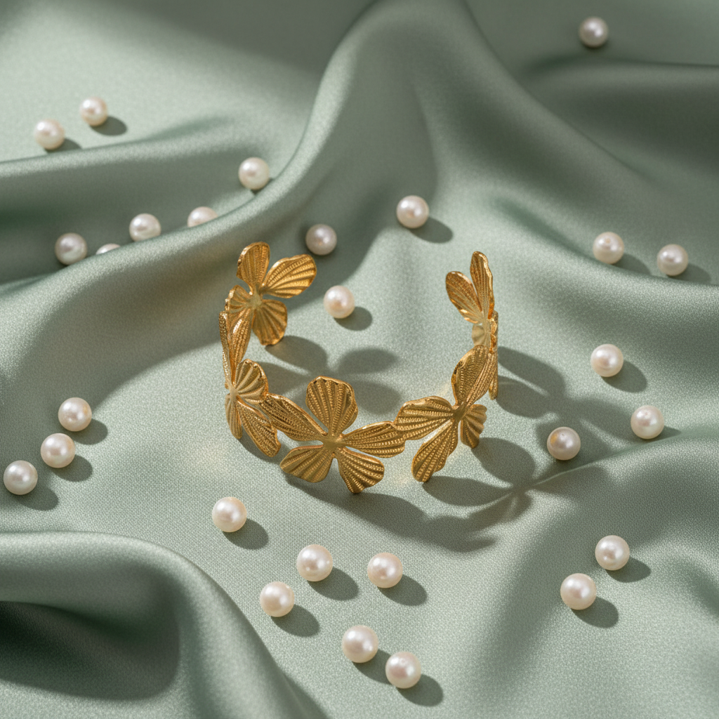 Sage green silk with pearls