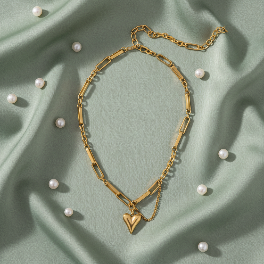 Sage green silk with pearls