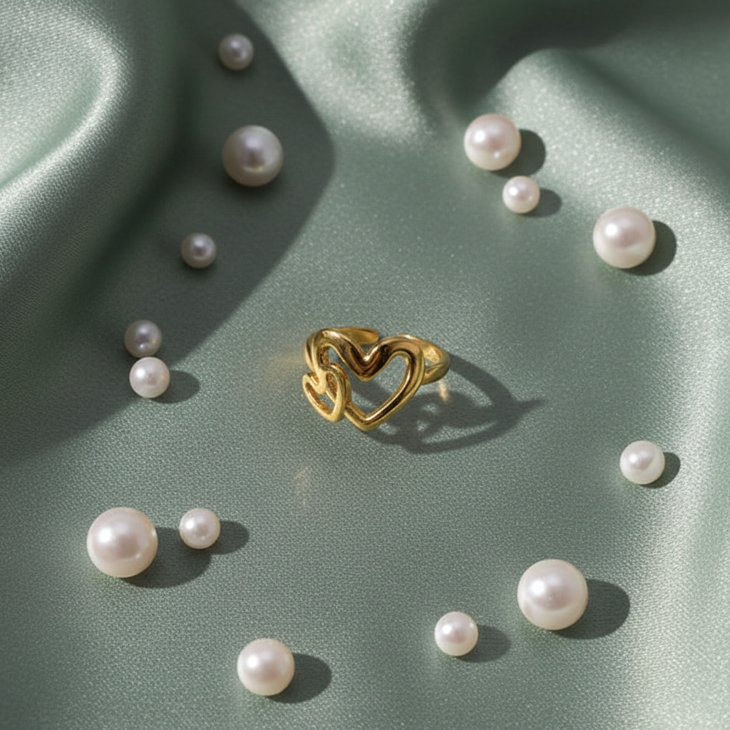 Sage green silk with pearls