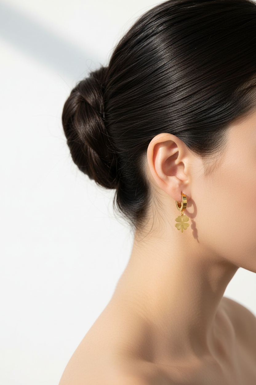 Side profile updo tiny clover