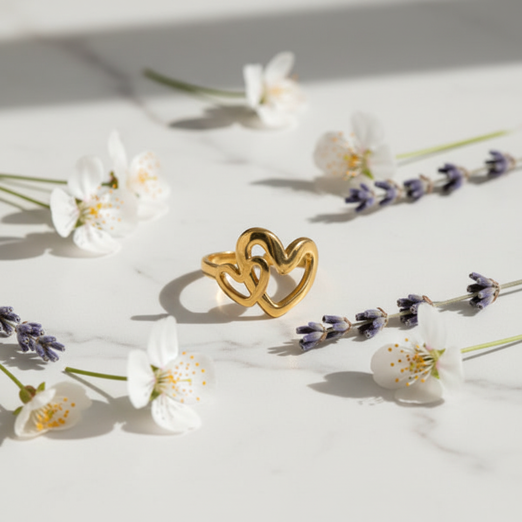 White marble with flowers