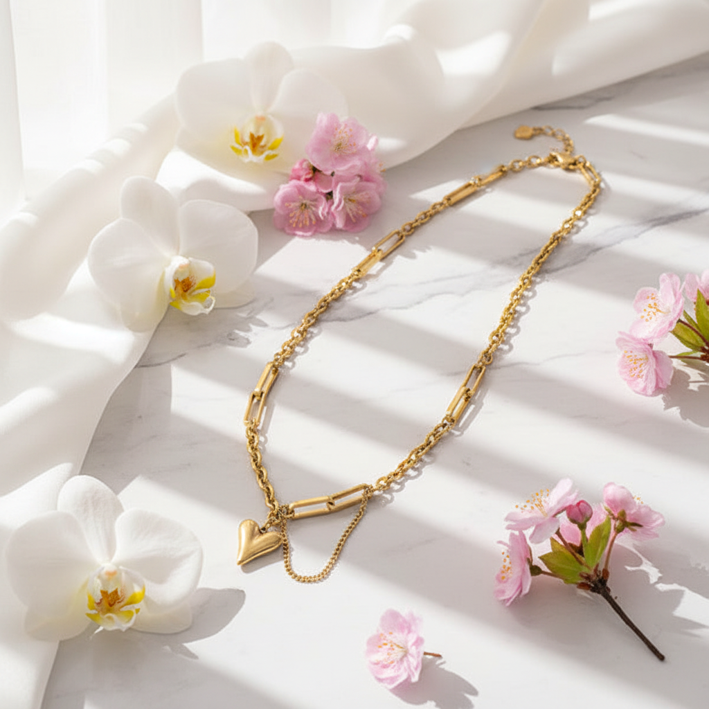 White marble with flowers