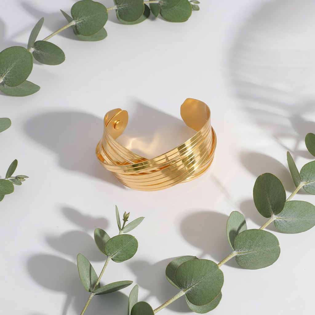 White surface with eucalyptus